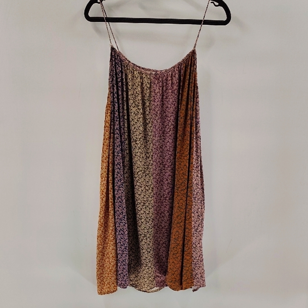 Storia Mini Dress Size Medium Spaghetti Straps Multicolor Floral Flowy Sundress